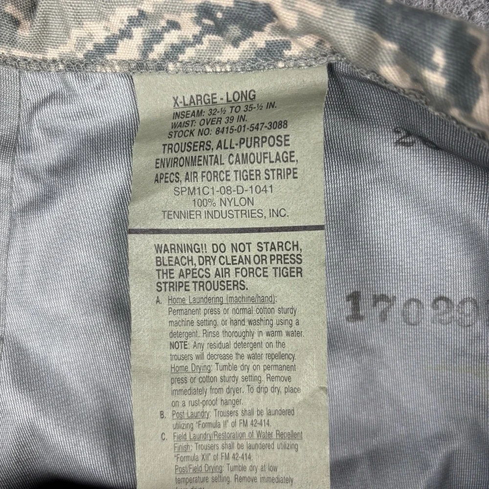 Us Air Force Pants Xl APECS Waterproof Tiger Stripe Camo 44x32 Military USAF EUC